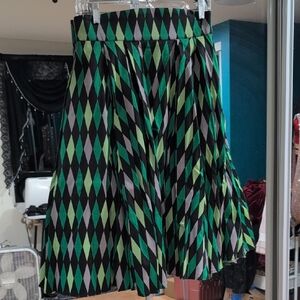 Laura Byrnes Green House Harlequin Pattern Skirt